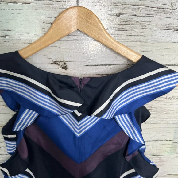 Banana republic size 12 purple blue dress midi striped - Picture 8 of 8